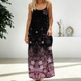 thumbnail image 1 of Uootdi Dresses for Women Floral Print Spaghetti Strap V Neck Maxi Dress Elegant Colorblock Summer Style Dress Gift, 1 of 6