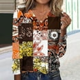thumbnail image 1 of Uootdi Fall Fashion Must Haves Womens Cross V Neck Button Down Long Sleeve Gift Shirts Floral Printed Tunic Tops Fall Casual Outf, 1 of 6