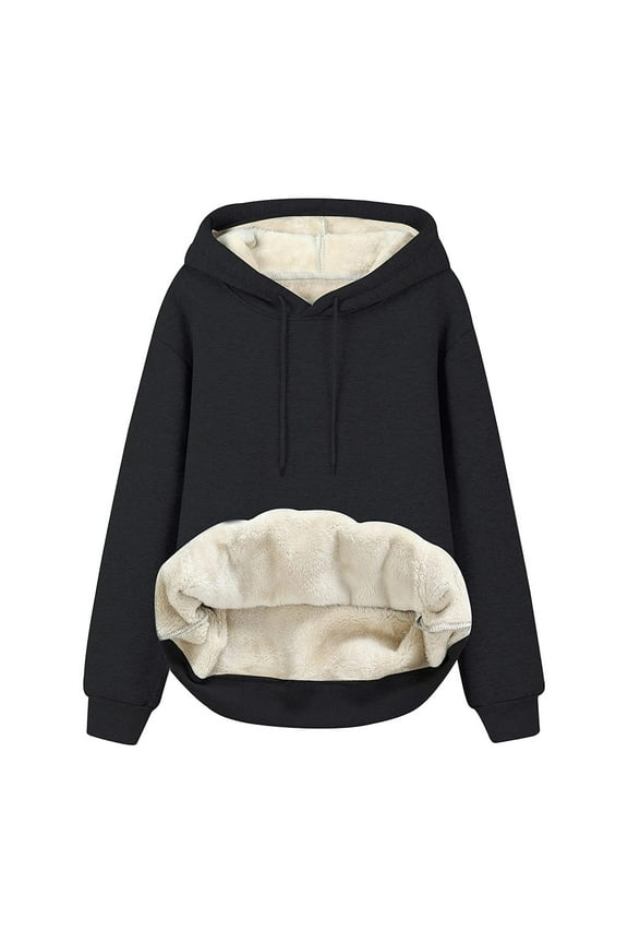 Fleece Gift Sherpa Lined Hoodies for Women Winter Fuzzy Warm Thermal Pullover Hooded Casual Comfy Sweatshirt