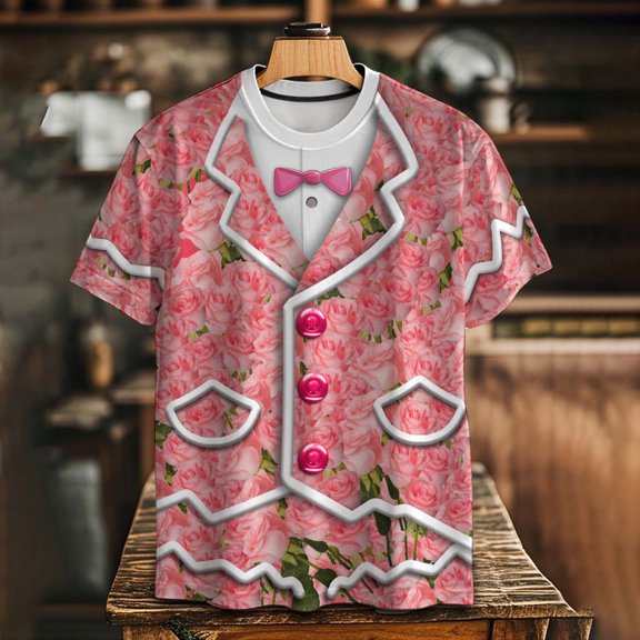 Uootdi Funny Valentine's Day Shirts for Women And Men Ugly Printed Crewneck Short Sleeve Tee Blouse Unisex Casual Loose Fit Top Gift