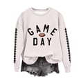 thumbnail image 1 of Uootdi Game Day Long Sleeve Sweatshirt for Women Funny Letter Print Graphic Top Fall Fashion Sports Tops, 1 of 3
