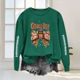 thumbnail image 1 of Uootdi Game Day Womens Sweatshirts Crew Neck Long Sleeve Football Stitch Leopard Bow Graphic Print Sweatshirt for Women Loose Fit Lightweight Womens Tops, 1 of 6
