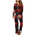 thumbnail image 1 of Uootdi Gift Christmas Long Sleeve Pajamas for Women Set Xmas Pajama Set 2-Piece Cozy Print PJs Button Up Ladies Sleepwear for Christmas, 1 of 5