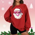 thumbnail image 1 of Uootdi Gift Christmas Santa Christmas Blowing Bubble Printted Graphic Sweatshirt for Women Crewneck Long Sleeve Pullover Casual Loose Fit Holiday Top for Winter, 1 of 5