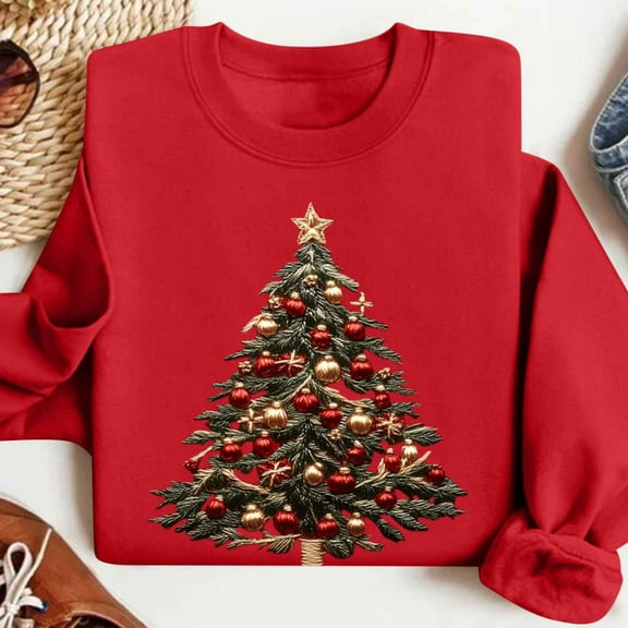 Uootdi Gift Christmas Sweatshirts for Women Merry Christmas Long Sleeve Shirts Cute Xmas Print Holiday Party Pullover Tops