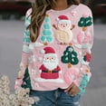 thumbnail image 1 of Uootdi Gift Plus Size Christmas Womens Long Sleeve Sweatshirt Funny Xmas Tree Santa Reindeer Snowman 3D Print Graphic Sweatshirts Crewneck Xmas Holiday Tops, 1 of 6