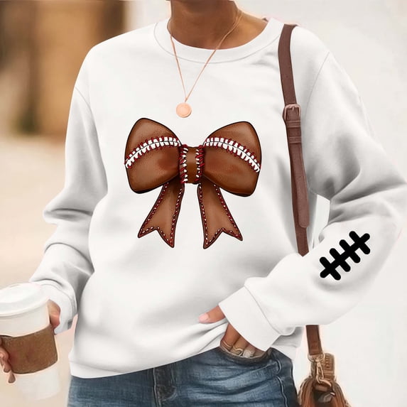 Uootdi Going Out Tops for Women Crewneck Football Graphic Long Sleeve Sweatshirts Casual Loose Fit Trendy Casual Party Outfits Gift