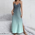 thumbnail image 1 of Uootdi Gradient Dresses for Women Silk Satin Spaghetti Strap V Neck Side Slit Maxi Dress Elegant Daily Style Gift, 1 of 8