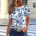 thumbnail image 1 of Uootdi Graphic Tops for Women Nature Plant Print Crew Neck Short Sleeve Tees Relaxed Fit Soft Vacation Wear Blouses Gift, 1 of 5