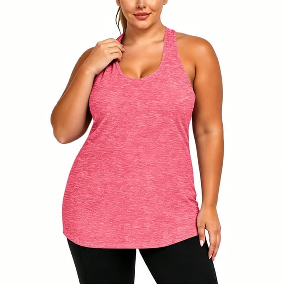 Uootdi Gym Tops for Women U Neck Sleeveless Racerback Keyhole Cutout Plain Marled Knit Tank Tops for Women Relaxed Fit Workout Sweat Wicking Womens Tees