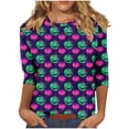 thumbnail image 1 of Uootdi Halloween Shirts for Women Trendy Fall Fashion Women 3/4 Sleeve Tops Funny Cute Gifts for Her Graphic Tee Tops Casual Loose Tunic Bl, 1 of 5