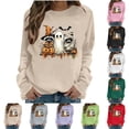 thumbnail image 1 of Uootdi Halloween Sweatshirts for Women Crew Neck Raccoon Ghost Pumpkin Print Womens Sweatshirt Relaxed Fit Halloween Party Soft Womens Tops Gift, 1 of 6