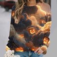 thumbnail image 1 of Uootdi Halloween Womens Sweatshirt Crew Neck Halloween Theme Graphic Pullover Tops Loose Fit Holiday Party Soft Tops for Women Gift, 1 of 5