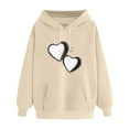 thumbnail image 1 of Uootdi Hoodies Cute Heart Graphic Long Sleeve shirt for Women Oversized Drawstring Gift Pullover With Pocket Casual Fashion Swe atshirt, 1 of 3