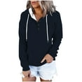 thumbnail image 1 of Uootdi Hoodies for Women Casual Long Sleeve Shirts for Women Button Collar Hoodies Drawstring Hooded Pullover Sweatshirt Gift, 1 of 3