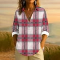 thumbnail image 1 of Uootdi Hoodies for Women Long Sleeve Plaid Lapel Pullover V Neck Gift Sweatshirts Shirts Loose Casual Fall Tops, 1 of 5
