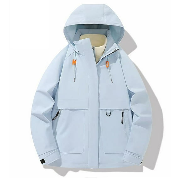 Uootdi Jackets for Women Rain Waterproof Jacket With Hood Lightweight Packable Shell Raincoat Gift Loose Casual Hooded Jacket