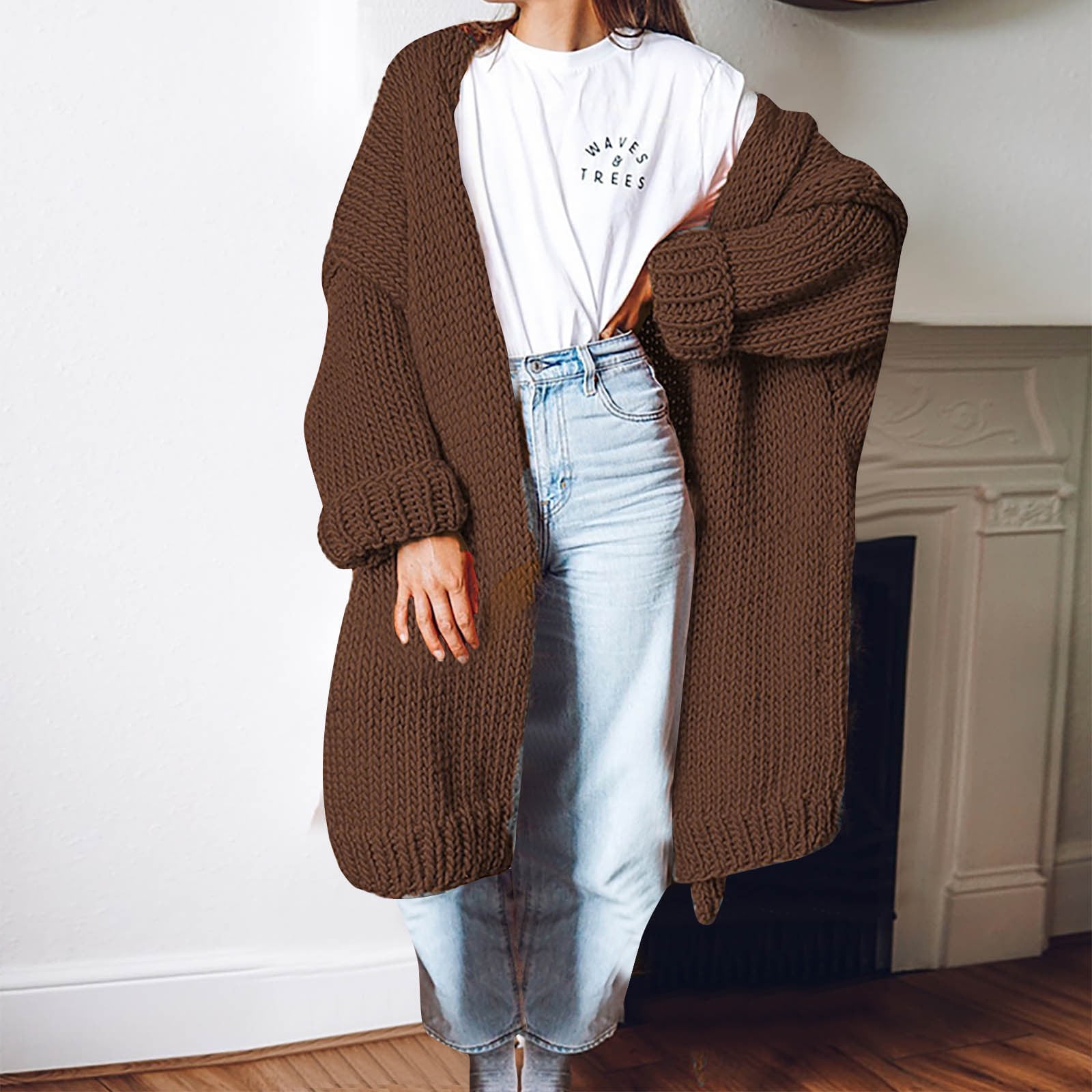 Uootdi Long Cardigan Sweaters for Women Button Down Stylish Cable