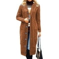 thumbnail image 1 of Uootdi Long Cardigan Sweaters for Women Button Down Stylish Cable Knit Sweater Coats Soild Color Maxi Open Front Cardigan Sweater Outerwear Gift, 1 of 5