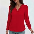 thumbnail image 1 of Uootdi Long Gift Sleeve Shirts for Women V Neck Lace Tops Business Casual Dressy Blouses Work Solid Color Elegant Blouse, 1 of 5