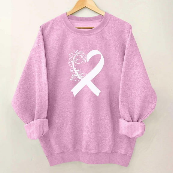 Uootdi Long Sleeve Shirts for Women Breast Cancer Awareness Shirt Crewneck Breast Cancer Sweatshirts for Women Pullover Pi Gift nk Ribbon Survivor
