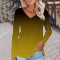 thumbnail image 1 of Uootdi Long Sleeve Shirts for Women Casual Gradient Print V Neck T-Shirts Pullover Loose Womens Fall Tops Tunic Tees Gift Bouses, 1 of 4