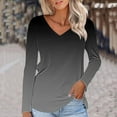 thumbnail image 1 of Uootdi Long Sleeve Shirts for Women Casual Gradient Print V Neck T-Shirts Pullover Loose Womens Fall Tops Tunic Tees Gift Bouses, 1 of 4