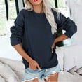 thumbnail image 1 of Uootdi Long Sleeve Shirts for Women Crew Neck Simple Solid Color Sweatshirts Casual Basic Fall Tops Loose Fit Gift Comfy, 1 of 3
