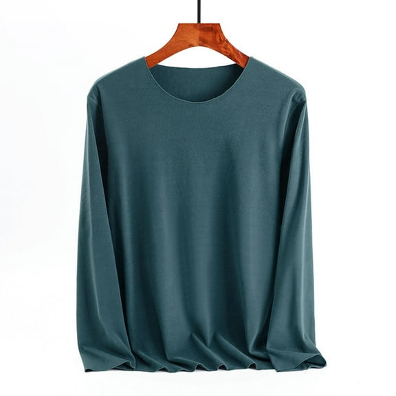 Uootdi Long Sleeve Shirts for Women Crew Neck Solid Color Basic Tee Soft Comfy Blouse Top Soft Ladies Pajama Shirt