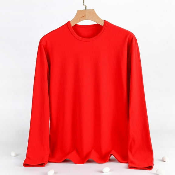 Uootdi Long Sleeve Shirts for Women Crew Neck Solid Color Basic Tee Soft Comfy Blouse Top Soft Ladies Pajama Shirt