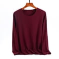 thumbnail image 1 of Uootdi Long Sleeve Shirts for Women Crew Neck Solid Color Basic Tee Soft Comfy Blouse Top Soft Ladies Pajama Shirt, 1 of 3