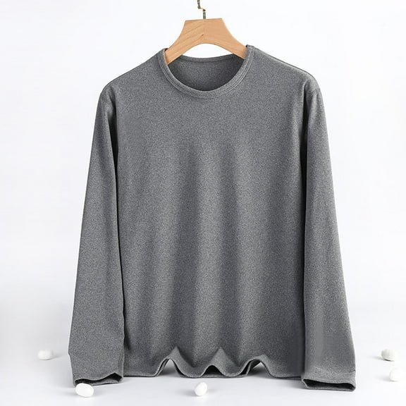 Uootdi Long Sleeve Shirts for Women Crew Neck Solid Color Basic Tee Soft Comfy Blouse Top Soft Ladies Pajama Shirt