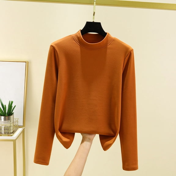 Uootdi Long Sleeve Shirts for Women Crewneck Basic Crop Tops Ribbed Knit Slim Fit Blouses Fall Fashion Going Out Tunic Top Gift