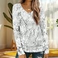 thumbnail image 1 of Uootdi Long Sleeve Shirts for Women Fall Fashion V Neck Floral Print Basic T Shirt Loose Casual Gift Blouse Stretchy Tunic, 1 of 5