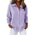 thumbnail image 1 of Uootdi Long Sleeve Shirts for Women Striped Turn Down Collar Button Down Relaxed Fit Business Casual Office Commute Outfits Gift, 1 of 8