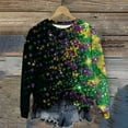 thumbnail image 1 of Uootdi Mardi Gras Long Sleeve Shirts for Women Crew Neck Carnival Casual Loose Sweatshirts Mask Graphic Holiday Blouse Outfit Gift, 1 of 6