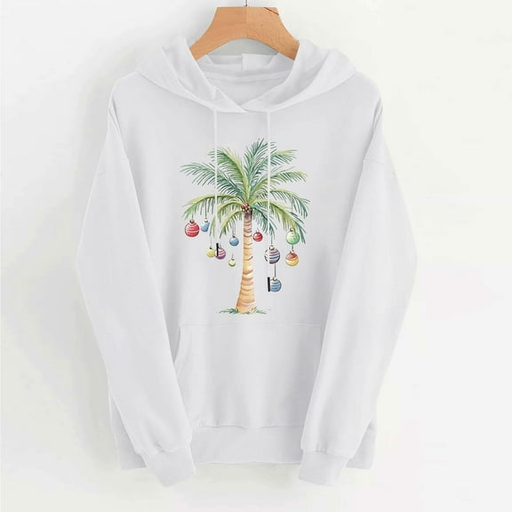 Uootdi Merry Christmas Hoodies for Gift Women Christmas Graphic Drop Shoulder Hooded Long Sleeve Sweatshirt Xmas Holiday Pullo ver Tops