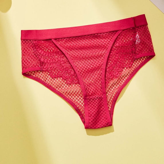 Uootdi Mesh Panel Thong Panties for Women Low Rise No Show Support Briefs Breathable Smooth Trendy Daily Intimates Gift