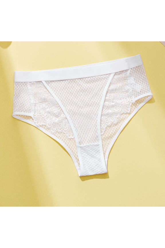 Mesh Panel Thong Panties for Women Low Rise No Show Support Briefs Breathable Smooth Trendy Daily Intimates Gift
