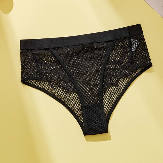 Uootdi Mesh Panel Thong Panties for Women Low Rise No Show Support Briefs Breathable Smooth Trendy Daily Intimates Gift