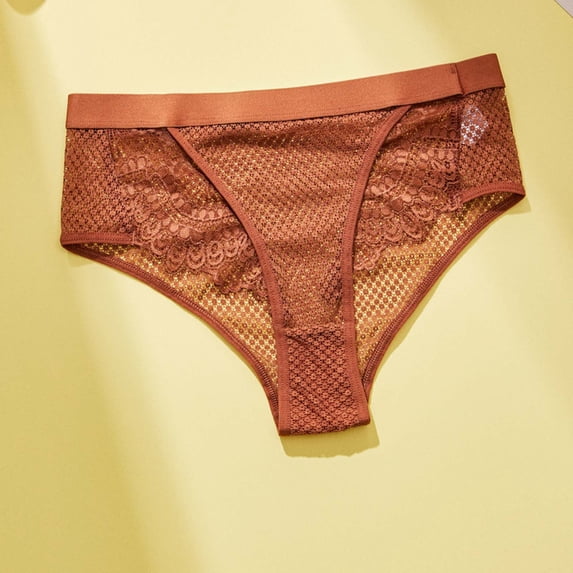 Uootdi Mesh Panel Thong Panties for Women Low Rise No Show Support Briefs Breathable Smooth Trendy Daily Intimates Gift