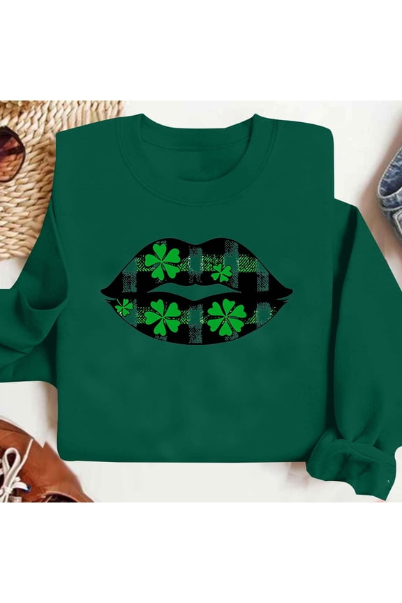 Oversized St Patricks Day Sweatshirts for Women Irish Saint Pattys Shamrock Crewneck Long Sleeve Shirts Holiday Trendy Pullover Tops Gift