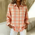 thumbnail image 1 of Uootdi Plaid Gradient Color Long Sleeve Shirts for Women Button Down Dressy Casual Blouses Plaid Lightweight Fall Tops, 1 of 6