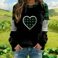 thumbnail image 1 of Uootdi Plaid Love Heart Irish Saint Pattys Shamrock Long Sleeve Shirts for Women St Patricks Day Crewneck Sweatshirts Holiday Trendy Pullover Tops Gift, 1 of 5