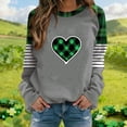 thumbnail image 1 of Uootdi Plaid Love Heart Irish Saint Pattys Shamrock Long Sleeve Shirts for Women St Patricks Day Crewneck Sweatshirts Holiday Trendy Pullover Tops Gift, 1 of 5