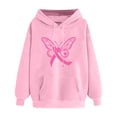 thumbnail image 1 of Uootdi Plus Size Breast Cancer Awareness Pink Ribbon Hoodies for Gift Women Fall Fashion Drawstring Long Sleeve Sweatshirt Casu al Y2k, 1 of 2