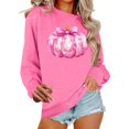 thumbnail image 1 of Uootdi Plus Size Breast Cancer Gift Awareness Long Sleeve Sweatshirt for Women Crew Neck Shirt Pink Ribbon Graphic SweatshirtsC asual Loose, 1 of 4