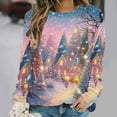 thumbnail image 1 of Uootdi Plus Size Christmas Womens Gift Long Sleeve Sweatshirt Funny Xmas Tree Santa Reindeer Snowman 3D Print Graphic Sweatshir ts, 1 of 6