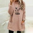 thumbnail image 1 of Uootdi Plus Size Womens Fleece Lined Long Sleeve Sweatshirt Sherpa Fuzzy Sweater Print Tops Dandelion Gift Print Tops Warm Winte r Clothes, 1 of 4