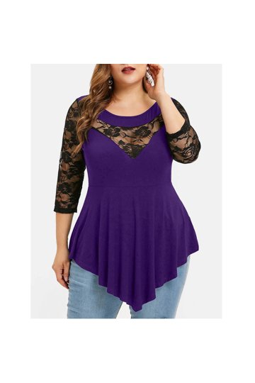 Blouse Pull-over Rewind à Manches 3/4 Et Motifs Dentelle - Taille XL - Multicolore - Occasion Très Bon état